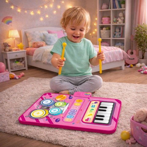 MIĘKKA MATA MUZYCZNA DLA MALUCHA PIANINKO PERKUSJA 2W1 NAGRYWANIE DŹWIĘKI