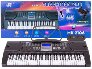 KEYBOARD ORGANY MK-2106 LCD 61 KLAWISZY MIKROFON ZASILACZ GŁOŚNIKI EFEKTY
