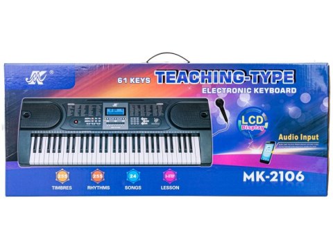 KEYBOARD ORGANY MK-2106 LCD 61 KLAWISZY MIKROFON ZASILACZ GŁOŚNIKI EFEKTY