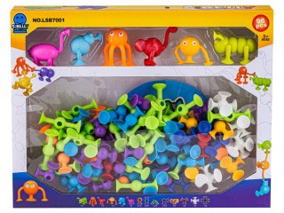 KLOCKI KONSTRUKCYJNE PRZYSSAWKI KOLOROWE WESOŁE BUŹKI ZESTAW 96 CM FIGURKI