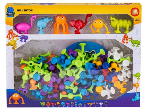 KLOCKI KONSTRUKCYJNE PRZYSSAWKI KOLOROWE WESOŁE BUŹKI ZESTAW 96 CM FIGURKI