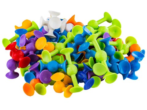 KLOCKI KONSTRUKCYJNE PRZYSSAWKI KOLOROWE WESOŁE BUŹKI ZESTAW 96 CM FIGURKI