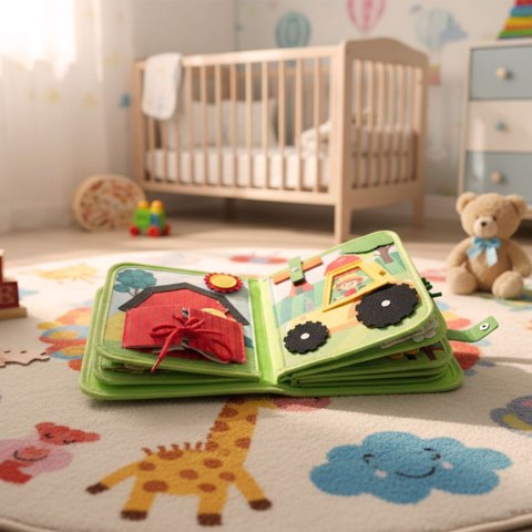 KSIĄŻECZKA SENSORYCZNA FILCOWA MANIPULACYJNA DLA MALUSZKA RUCHOME ELEMENTY