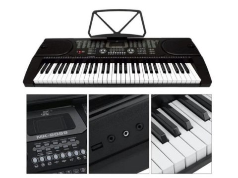 KEYBOARD ORGANY MK-2089 61 KLAWISZY STOJAK ZASILACZ WYŚWIETLACZ GŁOŚNIKI