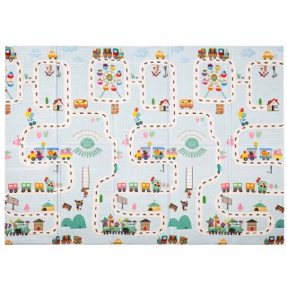MATA PIANKOWA EDUKACYJNA DLA NIEMOWLĄT DWU STRONNA SKŁADANA 150X200CM BALONY ULICA