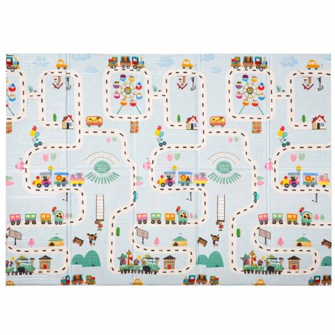 MATA PIANKOWA EDUKACYJNA DLA NIEMOWLĄT DWU STRONNA SKŁADANA 150X200CM BALONY ULICA