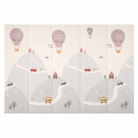 MATA PIANKOWA EDUKACYJNA DLA NIEMOWLĄT DWU STRONNA SKŁADANA 150X200CM BALONY ULICA