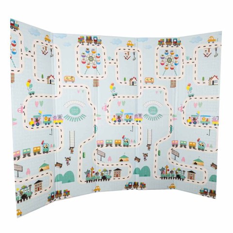 MATA PIANKOWA EDUKACYJNA DLA NIEMOWLĄT DWU STRONNA SKŁADANA 150X200CM BALONY ULICA