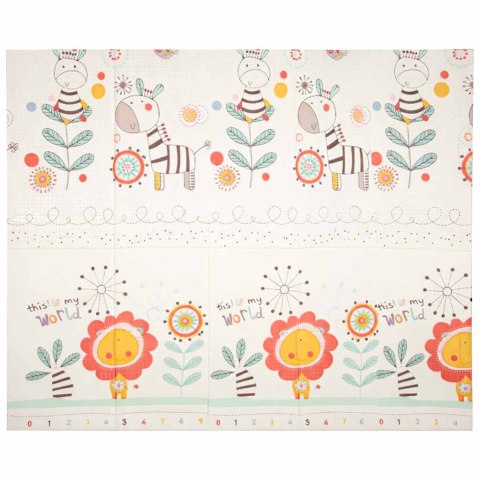 MATA PIANKOWA EDUKACYJNA DLA NIEMOWLĄT DWU STRONNA SKŁADANA 180X200CM ZWIERZĘTA WZÓR