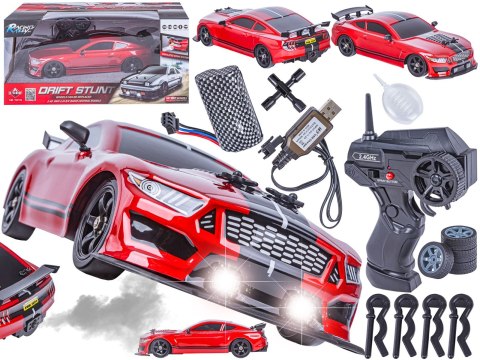 SAMOCHÓD ZDALNIE STEROWANY AUTO RC MUSTANG 4X4 DO DRIFTU 1:16 DYM LED PILOT 2.4