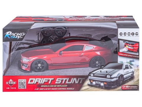 SAMOCHÓD ZDALNIE STEROWANY AUTO RC MUSTANG 4X4 DO DRIFTU 1:16 DYM LED PILOT 2.4