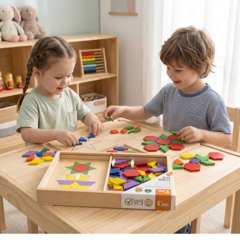 VIGA Drewniana Mozaika Geometryczna Klocki Dienesa Układanka Logiczna Montessori148 el