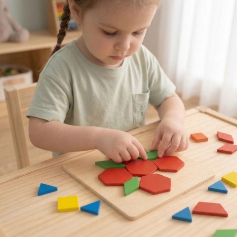 VIGA Drewniana Mozaika Geometryczna Klocki Dienesa Układanka Logiczna Montessori148 el