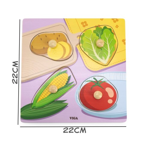 VIGA Drewniane Puzzle z Pinezkami Warzywa