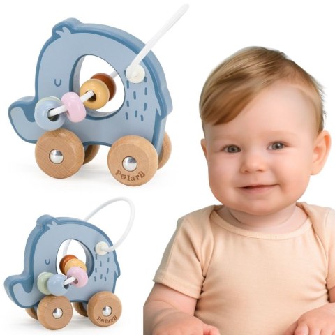 VIGA Labirynt koralikowy na kółkach - Słoń 12M+