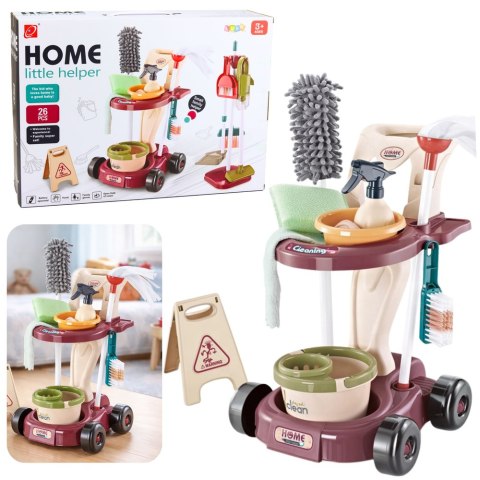 WÓZEK DO SPRZĄTANIA DLA DZIECI MOP ODKURZACZ NA BATERIE ZESTAW 26 EL.