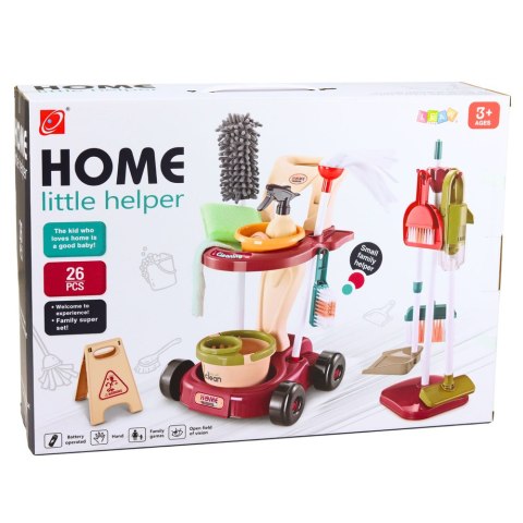 WÓZEK DO SPRZĄTANIA DLA DZIECI MOP ODKURZACZ NA BATERIE ZESTAW 26 EL.