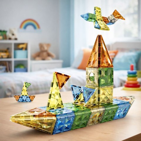 KLOCKI MAGNETYCZNE KONSTRUKCYJNE KOLOROWE FIGURY KSZTAŁTY 3D ZESTAW 78 EL.