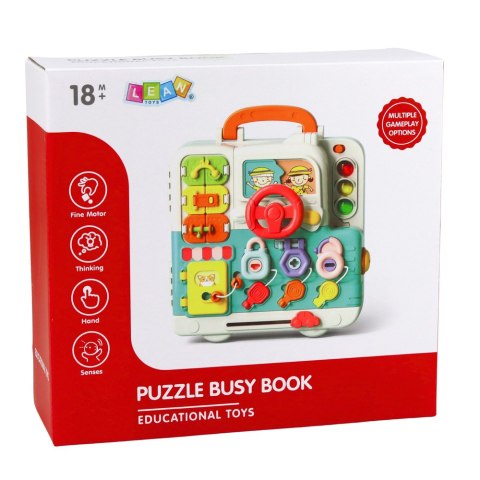 TABLICA KSIĄŻECZKA MANIPULACYJNA INTERAKTYWNA EDUKACYJNA ŚWIATŁA DŹWIĘKI 16EL.