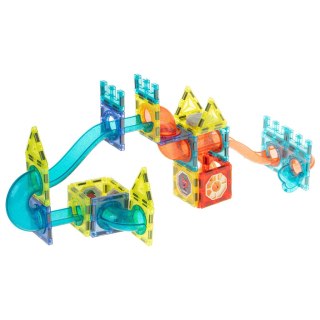 KLOCKI MAGNETYCZNE ŚWIECĄCE TOR KULKOWY MARBLE MONTESSORI ZESTAW 75 EL.