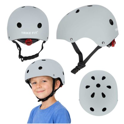 KASK ROWEROWY DZIECIĘCY TRIKE FIX DLA DZIECI REGULOWANY M 55-58CM LED SZARY CIEMNY