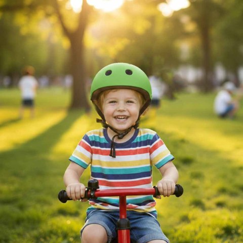 KASK ROWEROWY DZIECIĘCY TRIKE FIX DLA DZIECI REGULOWANY M 55-58CM LED ZIELONY CIEMNY