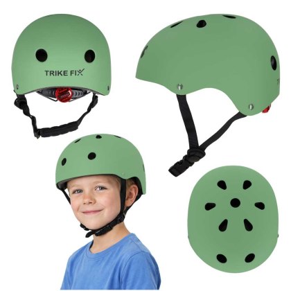 KASK ROWEROWY DZIECIĘCY TRIKE FIX DLA DZIECI REGULOWANY S 48-54CM LED ZIELONY CIEMNY
