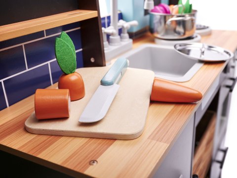 DUŻA KUCHNIA DREWNIANA DLA DZIECI LOFT XXL 96CM GARNKI AKCESORIA DŹWIĘKI