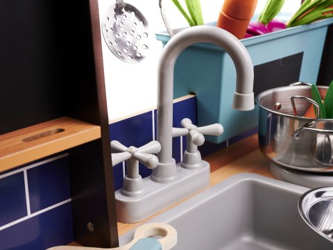 DUŻA KUCHNIA DREWNIANA DLA DZIECI LOFT XXL 96CM GARNKI AKCESORIA DŹWIĘKI
