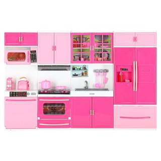 MEBELKI DLA LALEK KUCHNIA 4 MODUŁY DŹWIĘKI ŚWIATŁA LED AKCESORIA 48CM