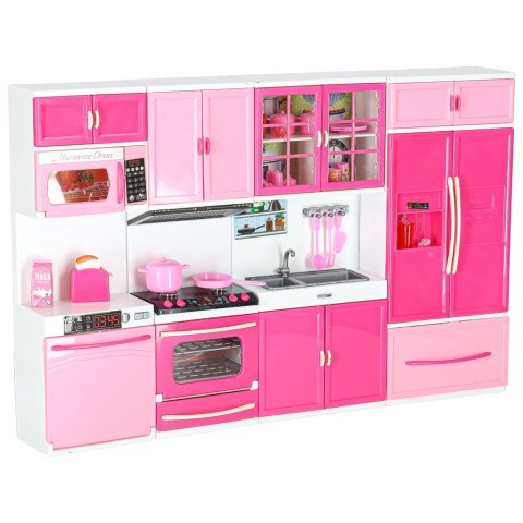 MEBELKI DLA LALEK KUCHNIA 4 MODUŁY DŹWIĘKI ŚWIATŁA LED AKCESORIA 48CM