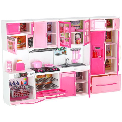 MEBELKI DLA LALEK KUCHNIA 4 MODUŁY DŹWIĘKI ŚWIATŁA LED AKCESORIA 48CM