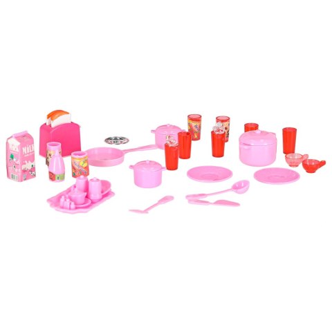 MEBELKI DLA LALEK KUCHNIA 4 MODUŁY DŹWIĘKI ŚWIATŁA LED AKCESORIA 48CM