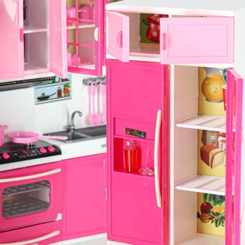 MEBELKI DLA LALEK KUCHNIA 4 MODUŁY DŹWIĘKI ŚWIATŁA LED AKCESORIA 48CM