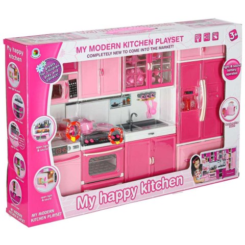 MEBELKI DLA LALEK KUCHNIA 4 MODUŁY DŹWIĘKI ŚWIATŁA LED AKCESORIA 48CM