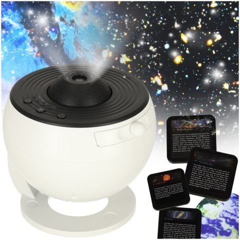 PROJEKTOR GWIAZD LAMPKA NOCNA PLANETARIUM LED USB TIMER 12 DYSKÓW 360STOPNI