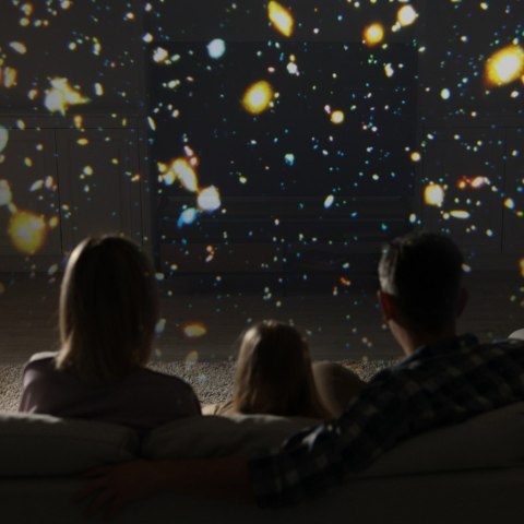 PROJEKTOR GWIAZD LAMPKA NOCNA PLANETARIUM LED USB TIMER 12 DYSKÓW 360STOPNI