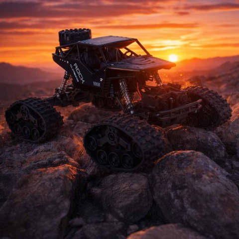 SAMOCHÓD ZDALNIE STEROWANY RC ROCK CRAWLER 4X4 1:16 KOŁA GĄSIENICE PILOT 2.4G AKU