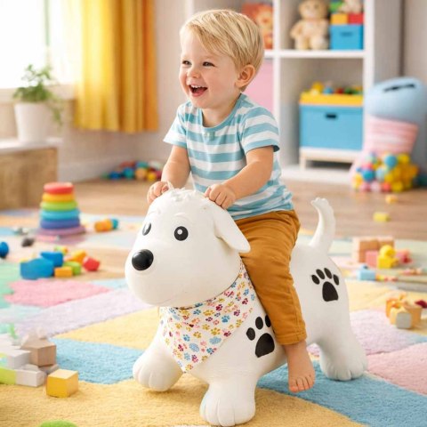 SKOCZEK GUMOWY POMPOWANY PIESEK DO SKAKANIA DLA DZIECI DO 25KG POMPKA