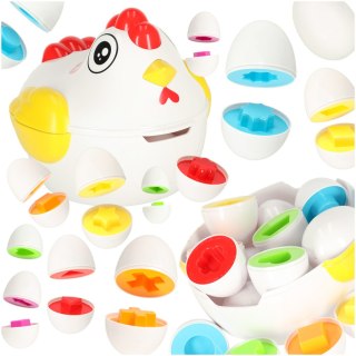 SORTER EDUKACYJNY KURA Z JAJKAMI DOPASUJ KSZTAŁTY KOLORY PUZZLE UKŁADANKA