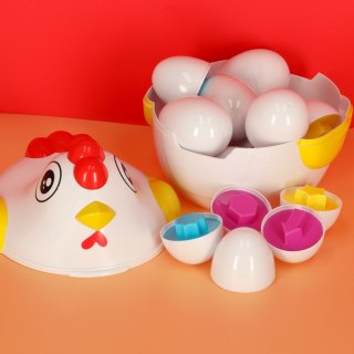 SORTER EDUKACYJNY KURA Z JAJKAMI DOPASUJ KSZTAŁTY KOLORY PUZZLE UKŁADANKA