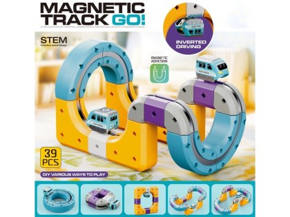 TOR MAGNETYCZNY SAMOCHODOWY KOLEJKA POCIĄG KLOCKI KONSTRUKCYJNE ZESTAW 39EL