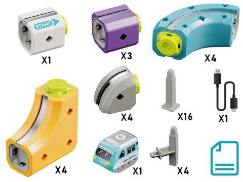 TOR MAGNETYCZNY SAMOCHODOWY KOLEJKA POCIĄG KLOCKI KONSTRUKCYJNE ZESTAW 39EL