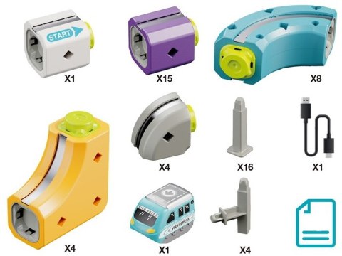 TOR MAGNETYCZNY SAMOCHODOWY KOLEJKA POCIĄG KLOCKI KONSTRUKCYJNE ZESTAW 54EL