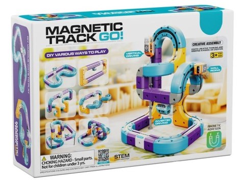 TOR MAGNETYCZNY SAMOCHODOWY KOLEJKA POCIĄG KLOCKI KONSTRUKCYJNE ZESTAW 54EL