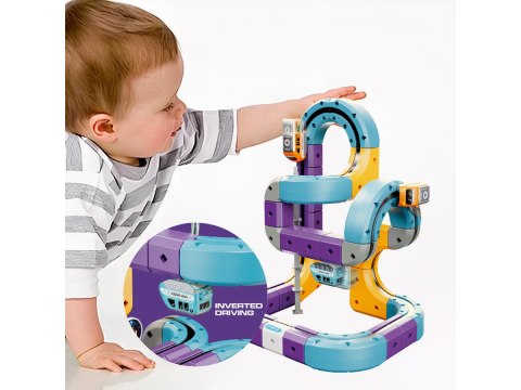 TOR MAGNETYCZNY SAMOCHODOWY KOLEJKA POCIĄG KLOCKI KONSTRUKCYJNE ZESTAW 54EL