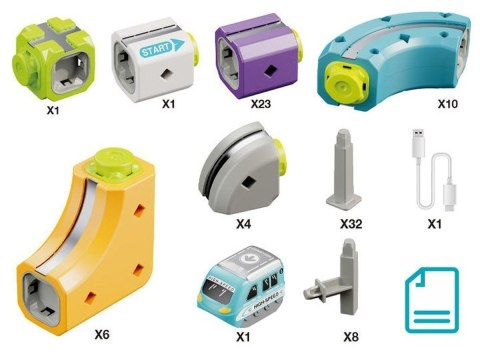 TOR MAGNETYCZNY SAMOCHODOWY KOLEJKA POCIĄG KLOCKI KONSTRUKCYJNE ZESTAW 87EL