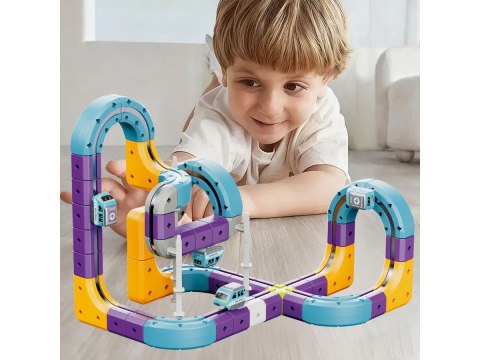 TOR MAGNETYCZNY SAMOCHODOWY KOLEJKA POCIĄG KLOCKI KONSTRUKCYJNE ZESTAW 87EL