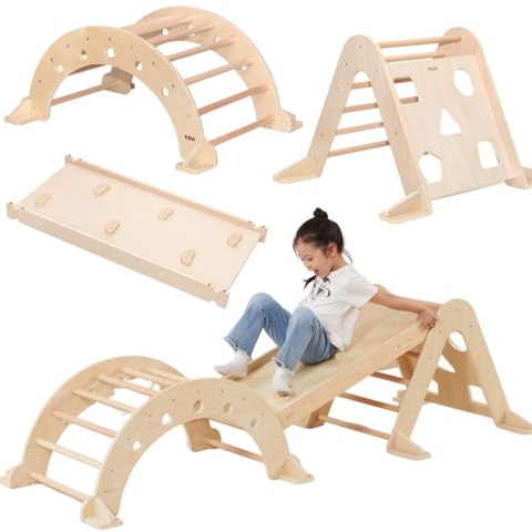 Viga Domowy Plac Zabaw 3w1: Trójkąt Pikler, Bujak i Zjeżdżalnia