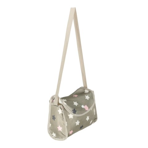 WÓZEK DLA LALEK GONDOLA GŁĘBOKI SKŁADANY DASZEK TORBA SZARY W GWIAZDKI